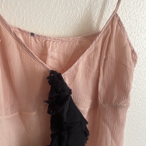 See by Chloe Silk Pink Cami with Black Ruffle - Picture 2 of 3